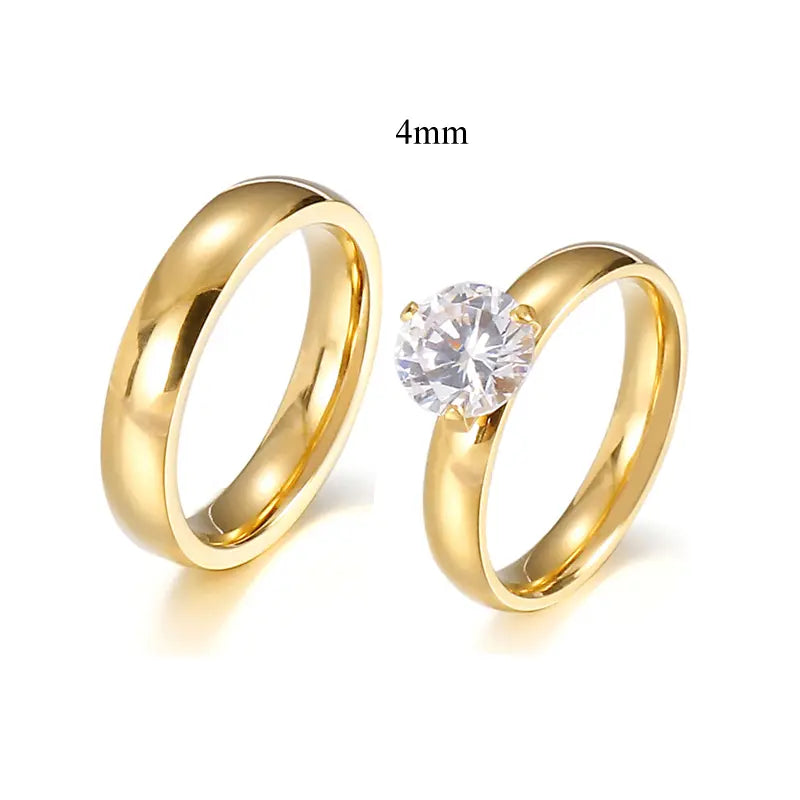 Fond Of Forever - Halo Clear CZ Plated Ring Set
