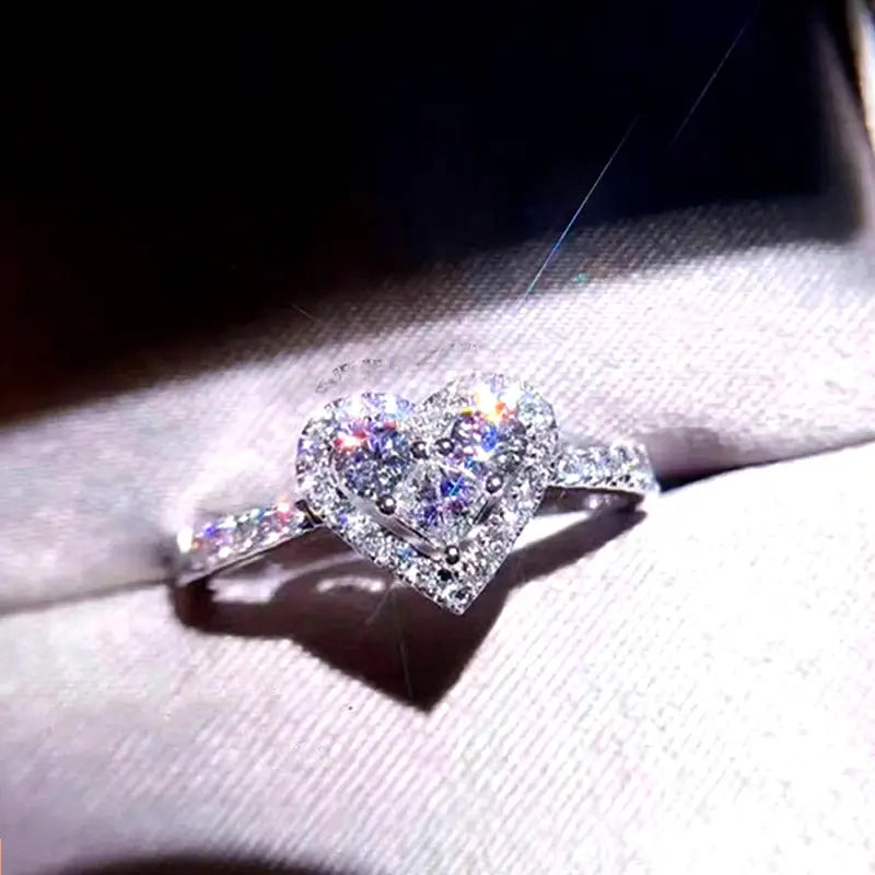 The Beat To My Heart - Women's Stainless Steel Heart Shaped CZ Ring