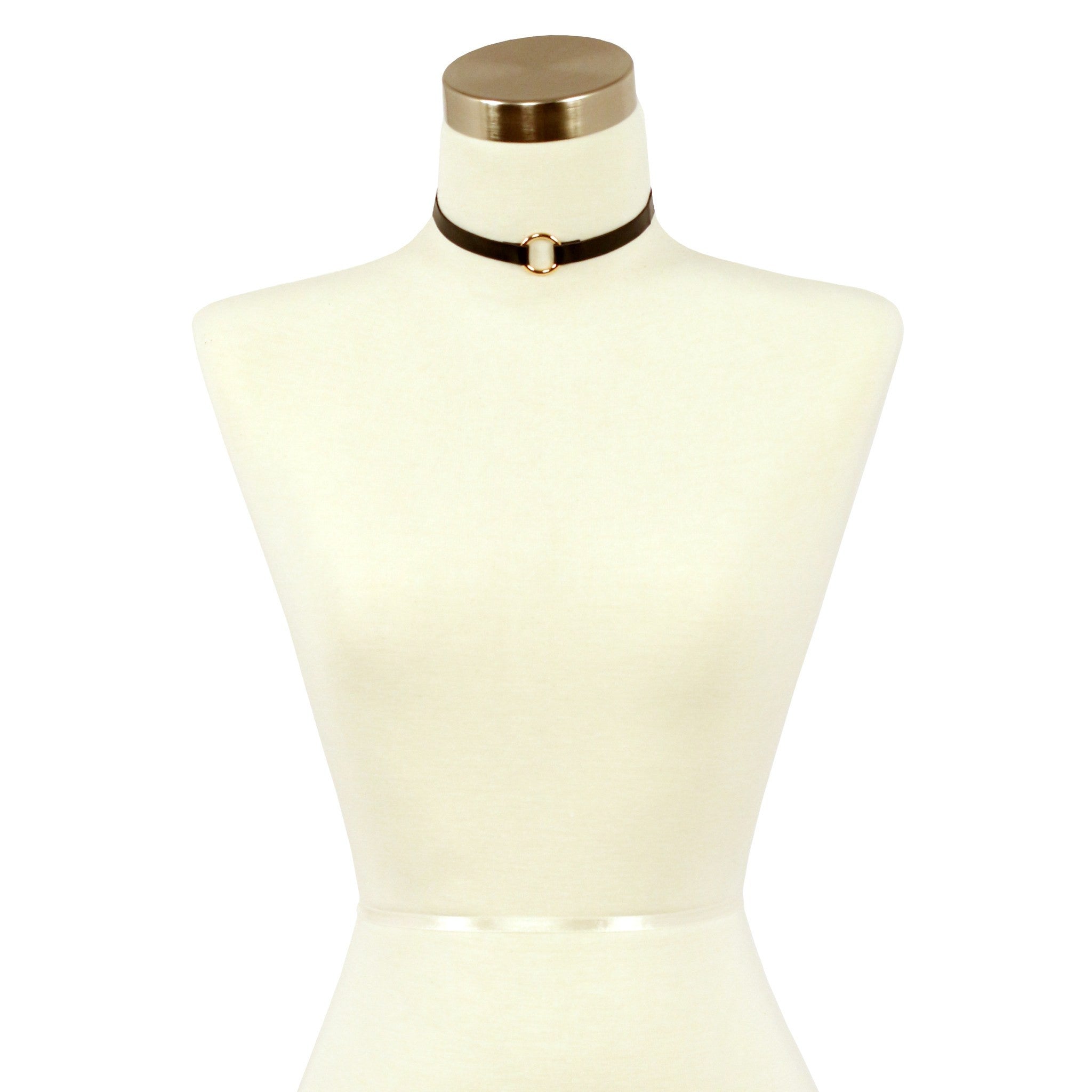 Sparkling Sage - Faux Leather and Circle Pendant Choker Necklace