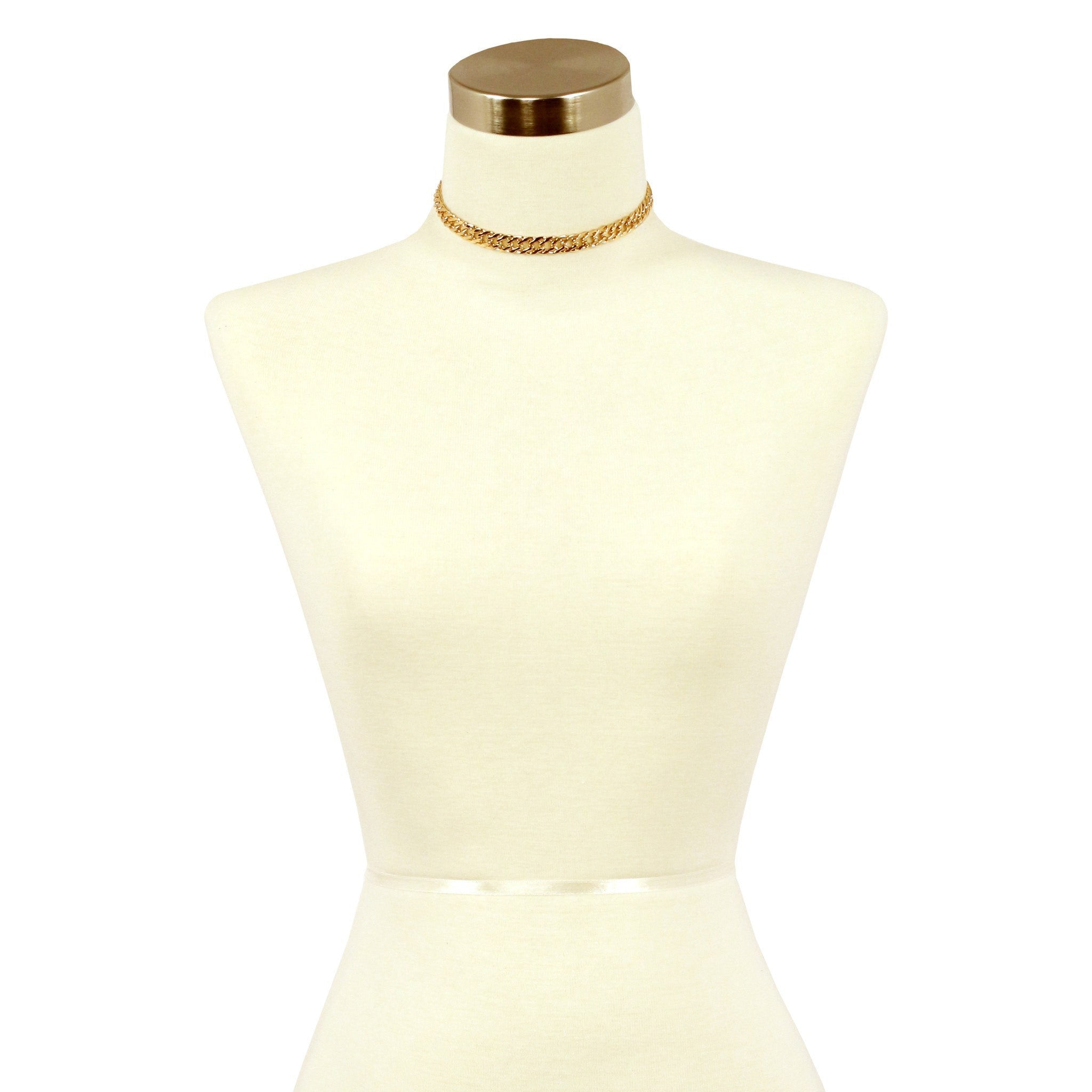 Sparkling Sage - Chain Link Metal Choker Necklace