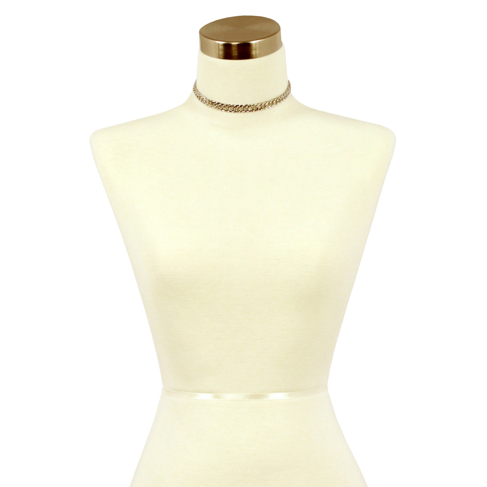 Sparkling Sage - Chain Link Metal Choker Necklace