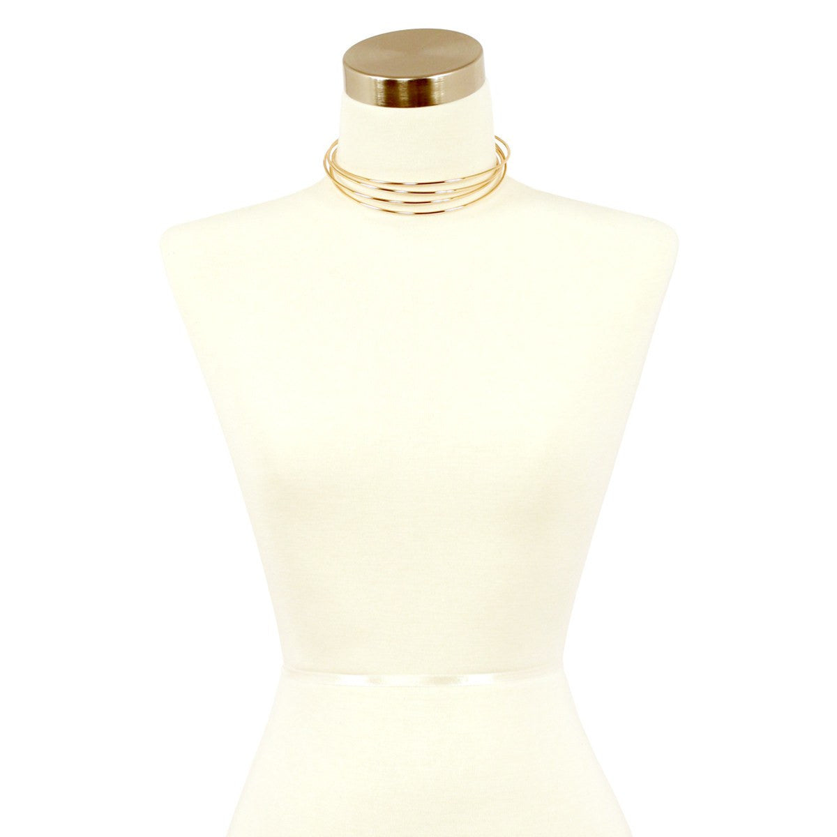 Sparkling Sage - Overlapping Metal Choker Necklace
