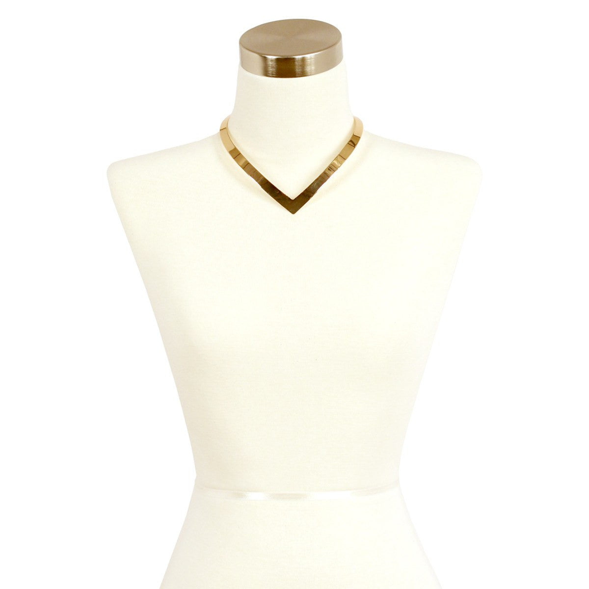 Sparkling Sage - Pointed Metal V Choker Necklace
