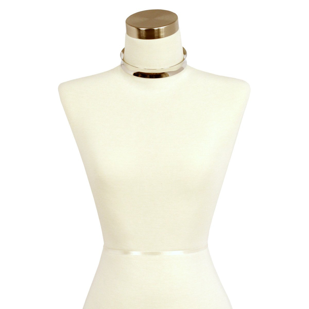 Sparkling Sage - Curved Detail Metal Choker Necklace