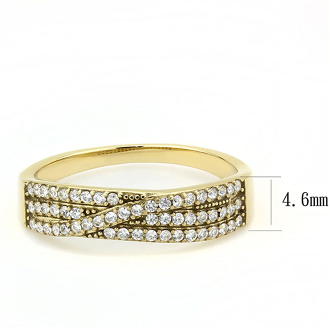 Judy - Women's Stainless Steel Gold Ion- Plated Ring with AAA Grade Round Clear CZ Stones