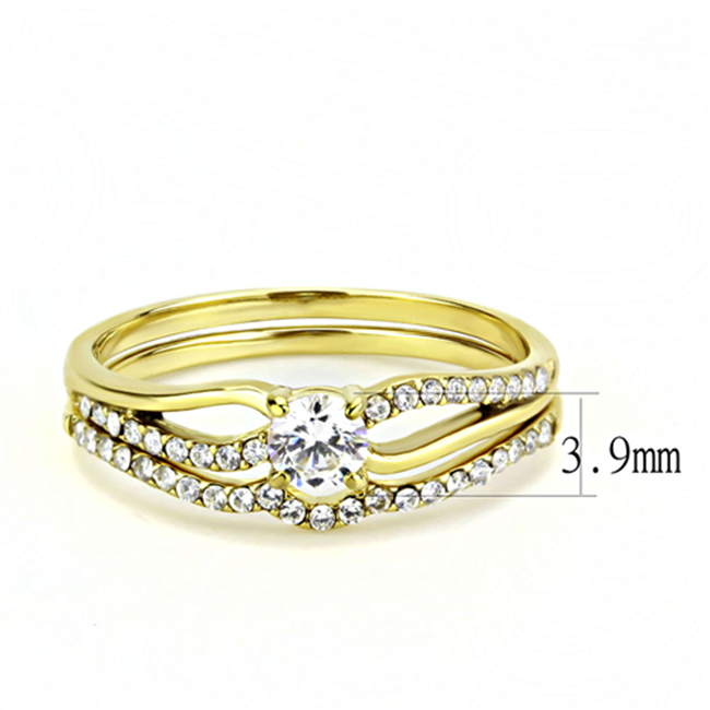 Loretta - Women's Stainless Steel Gold IP AAA Grade CZ Wedding Set