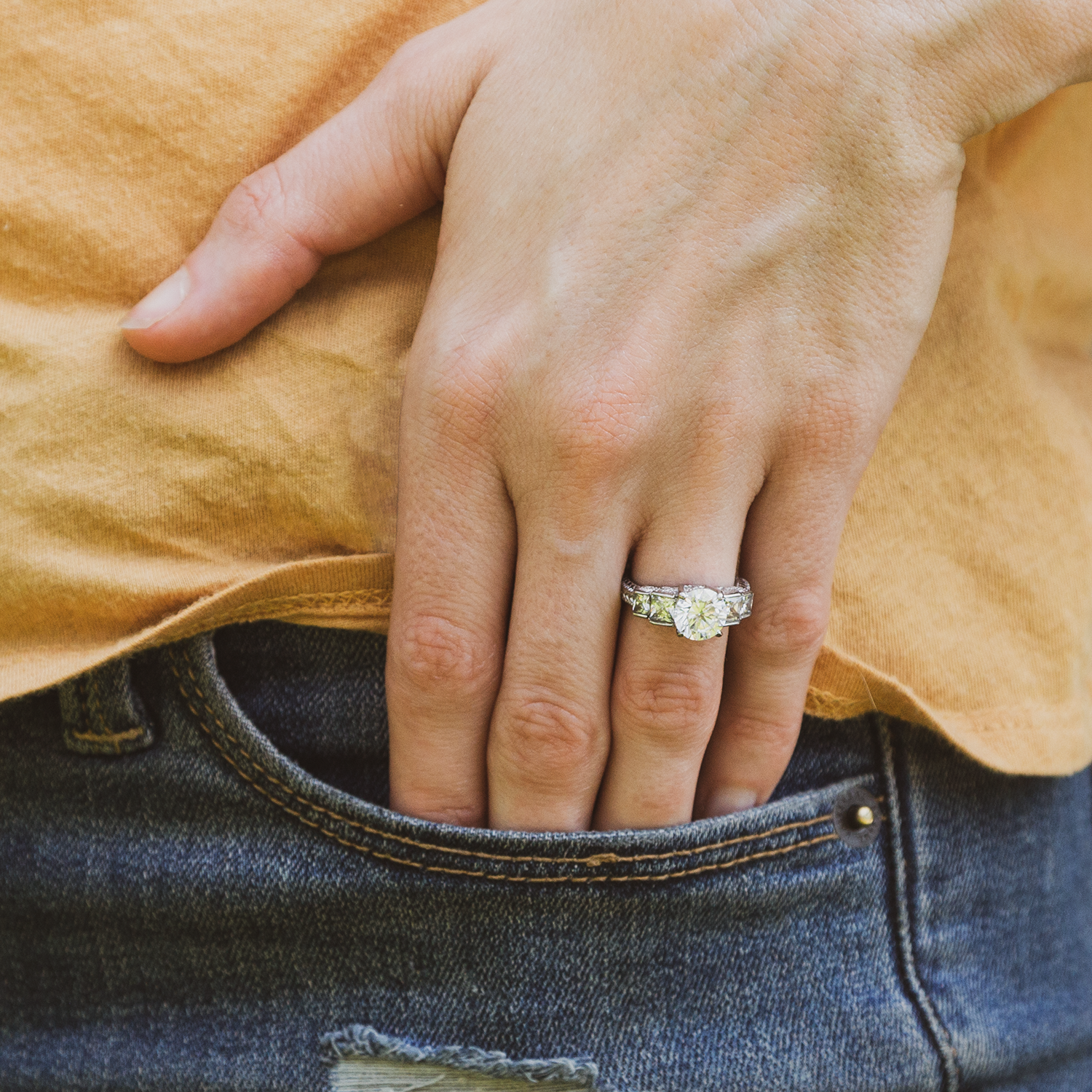 Lovable - Quality Craftsmanship Engagement Ring with Round Cut Cubic Zirconia Center Stone