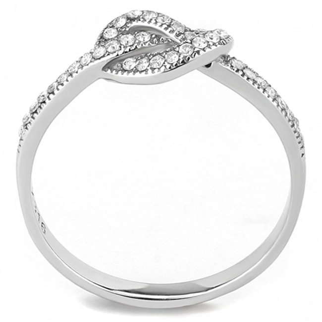 Love Entwine - Women's High Polished Stainless Steel Ring with AAA Grade CZ Clear Stones