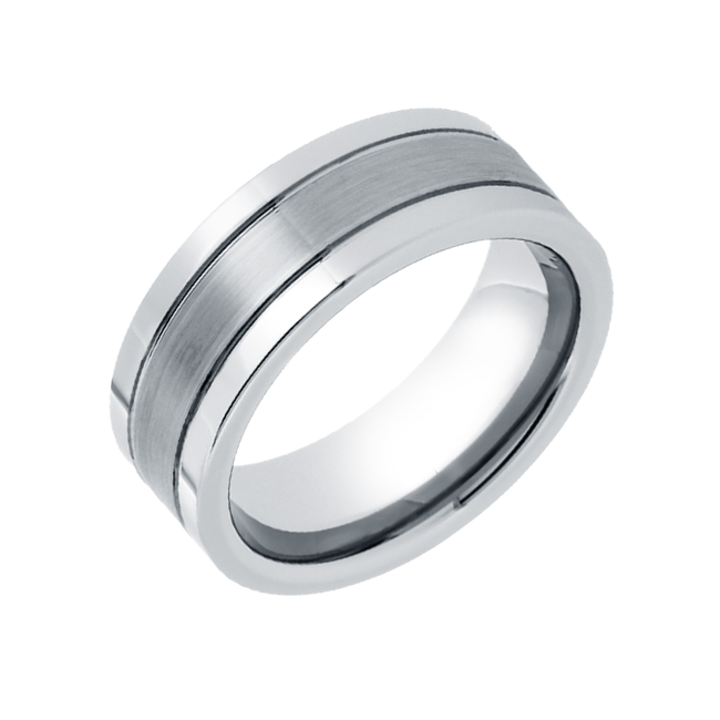 Magnitude - Men's High Polished Tungsten Ring with Satin Center
