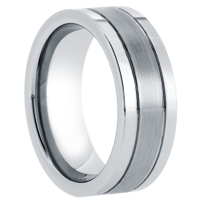 Magnitude - Men's High Polished Tungsten Ring with Satin Center