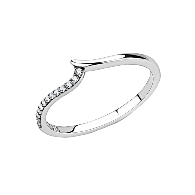 Women's High Polished Stainless Steel Ring with AAA Grade Clear Round