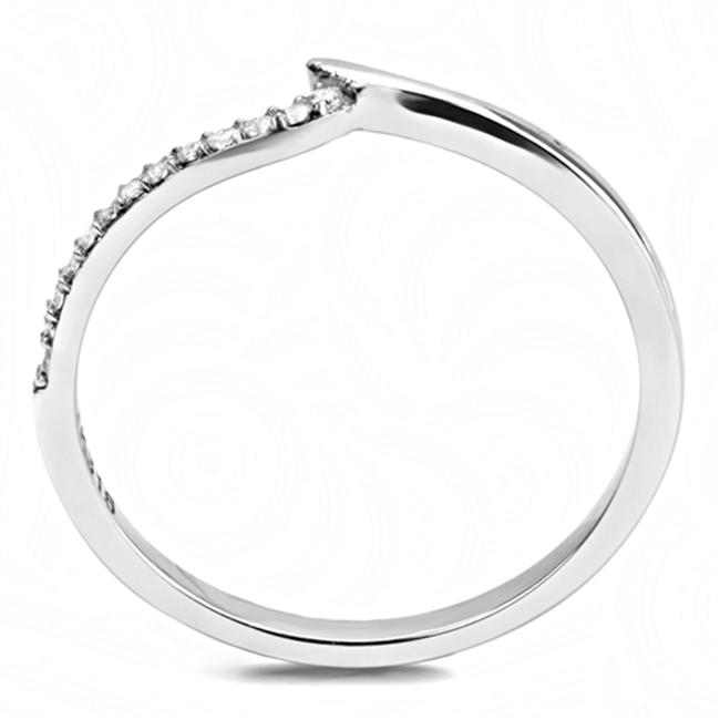 Maree - Women's High Polished Stainless Steel Ring with AAA Grade Clear Round CZ Stones