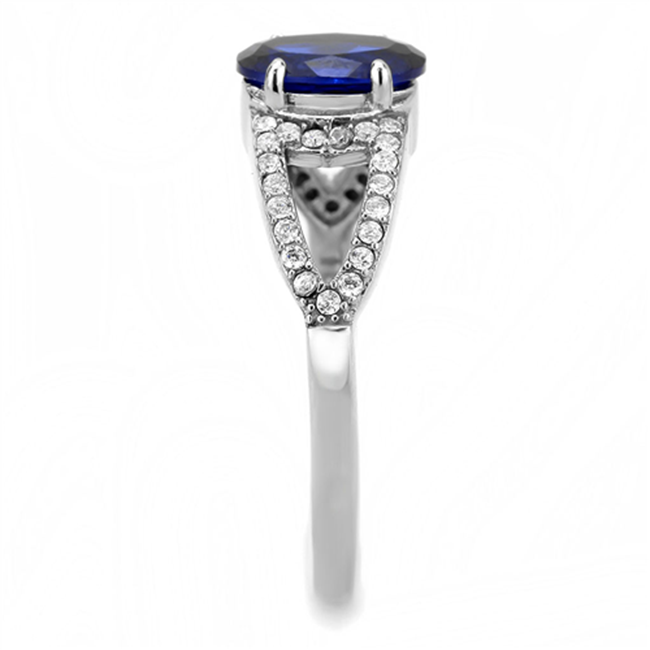 Maribella - Women's Stainless Steel Ring with 1.25 CT. Eq. London Blue Oval Stone