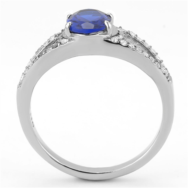 Maribella - Women's Stainless Steel Ring with 1.25 CT. Eq. London Blue Oval Stone