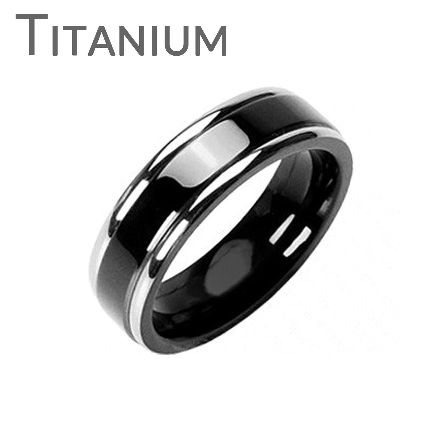 Martini - FINAL SALE Double Stripe Black and Solid Titanium Refined Style Two Toned Comfort Fit Ring