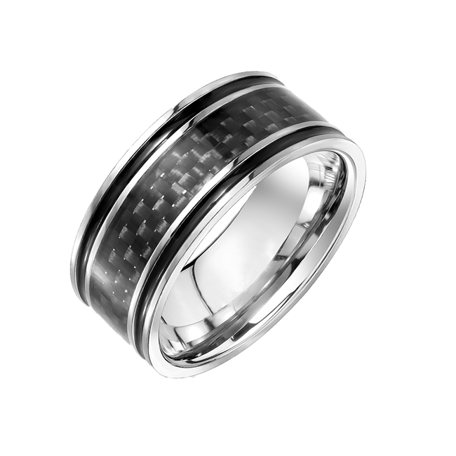 McLaren - Men's Black Carbon Fiber Stainless Steel Ring