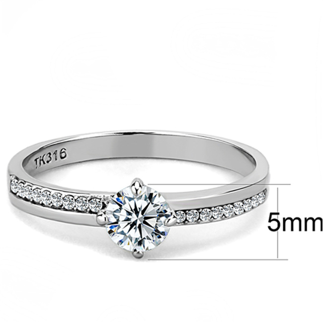Melody - A Lovely Women's Stainless Steel Ring with AAA Grade Clear CZ Stones
