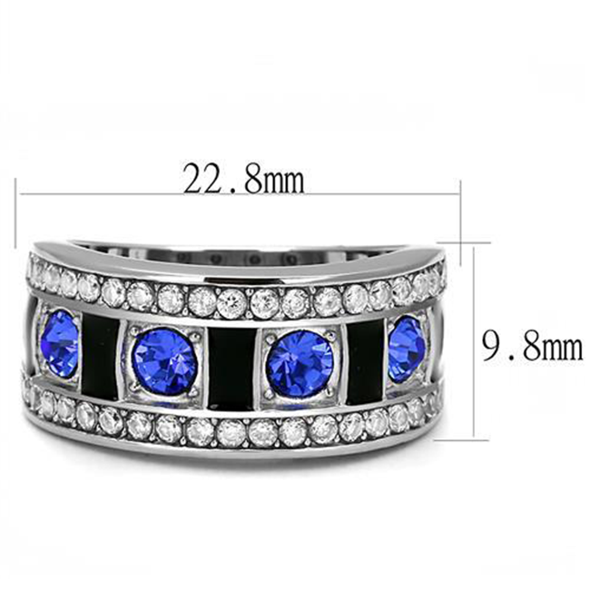 Muriel - Women's Stainless Steel Statement Band with Sapphire CZ Stones