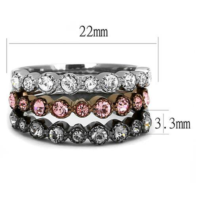 Neapolitan Shine - Women's Multi Color IP Stainless Steel Ring with Top Grade Crystal Rhinestones