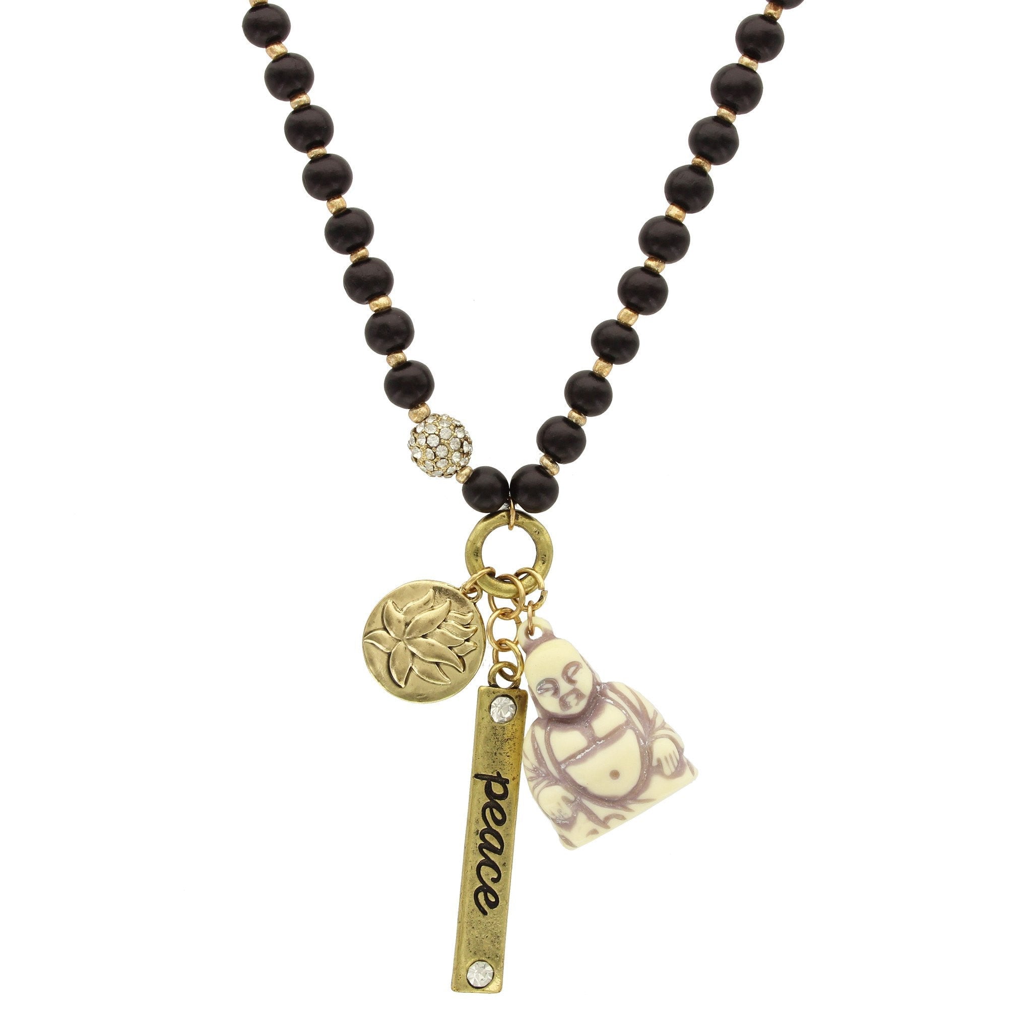 Sparkling Sage - Detailed Bead and Buddha Pendant Necklace
