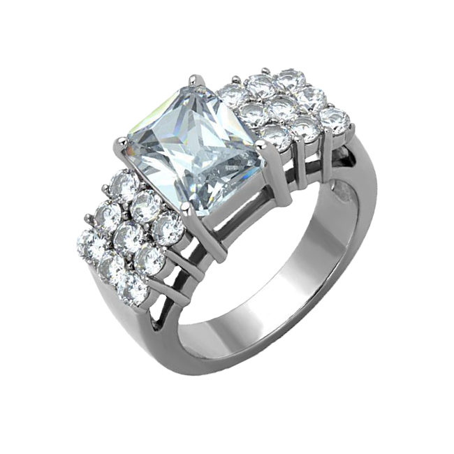 Queen Majesty - Women's High Polished Stainless Steel Ring with AAA Grade Clear CZ Stones