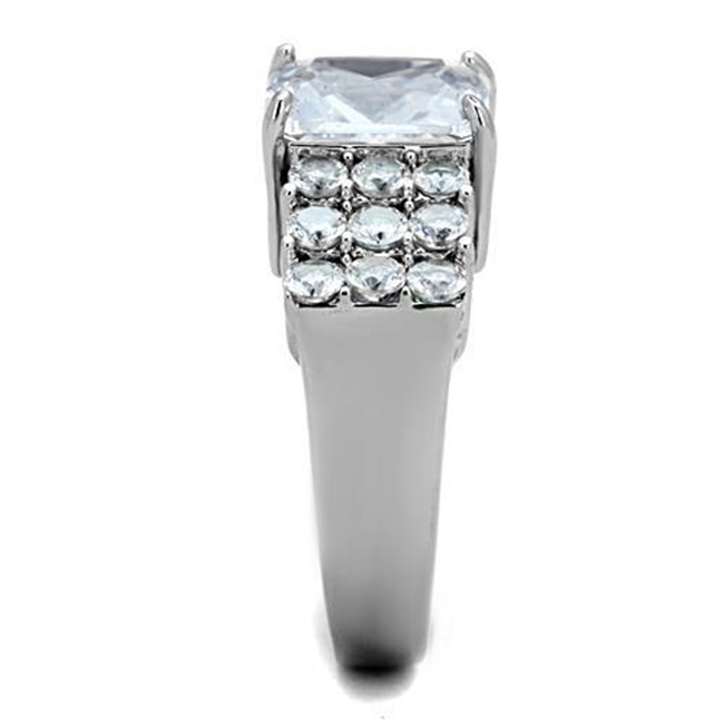 Queen Majesty - Women's High Polished Stainless Steel Ring with AAA Grade Clear CZ Stones