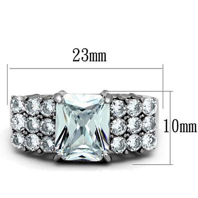 Queen Majesty - Women's High Polished Stainless Steel Ring with AAA Grade Clear CZ Stones