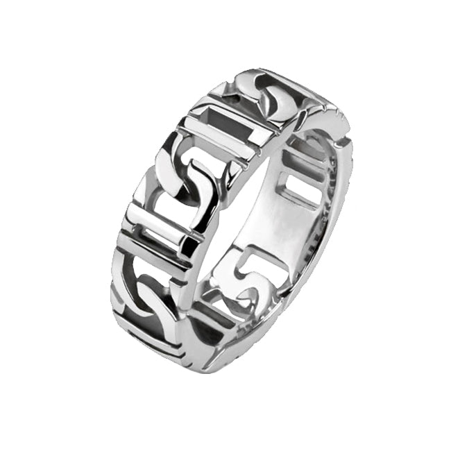 Tire Tracks - FINAL SALE Polished silver stainless steel chain link men’s ring