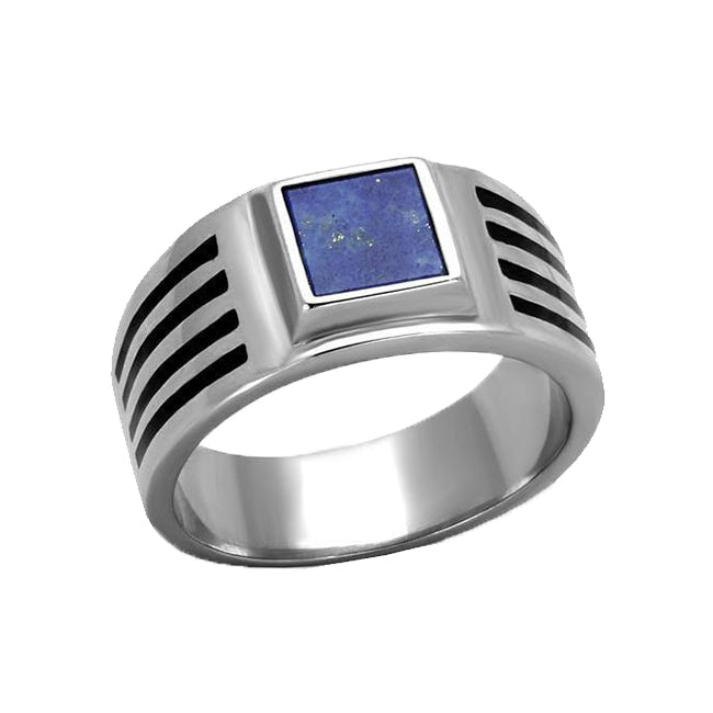 Ancient Lapis - Stainless Steel Precious Stone Ring