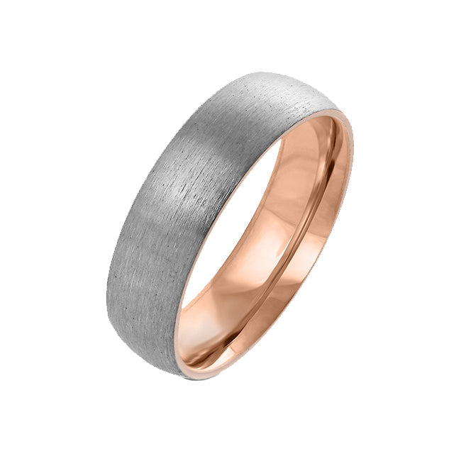 Rose Gold Soul - Dome Two Toned Brushed Titanium And Rose Gold Center Ring