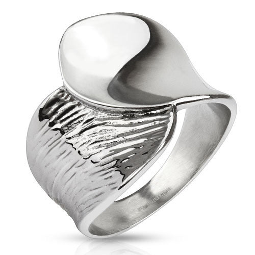 Go With The Flow - FINAL SALE Textured silver yin yang flow stainless steel ring