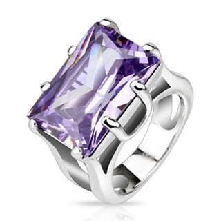 Diva - FINAL SALE Purple Gem Cast Stone and Highly Reflective Stainless Steel Ring