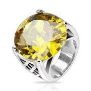 Sunfire - Yellow Topaz Cubic Zirconia Stainless Steel Comfort Fit Ring