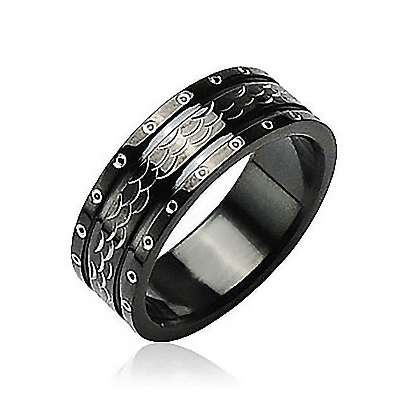 Black Dragon - FINAL SALE Excellence in Style Black Stainless Steel Ring Armor like Scales