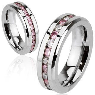 Forever In Pink - FINAL SALE LIMITED QUANTITY Stunning Stainless Steel Band with Blush Pink and White Cubic Zirconias