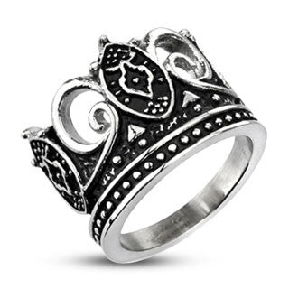 Hail Hail - Majestic Crown Black and Stainless Steel Royal Design Ring