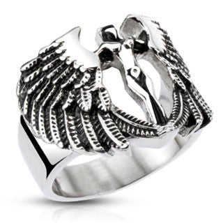 Road Angel – FINAL SALE Black oxidized stainless steel protection angel ring