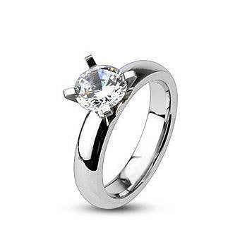 Everlove - FINAL SALE Gorgeous Stainless Steel Comfort-Fit Engagement Ring with Cubic Zirconias