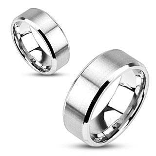 Simplicity - 4mm, 6mm, 8mm Brushed Metal Beveled Edge Stainless Steel Ring