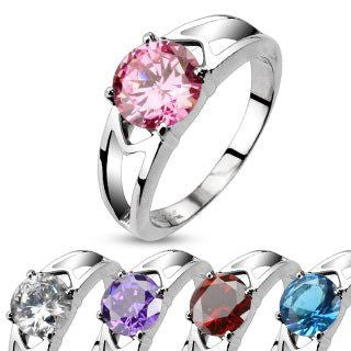 So In Love - FINAL SALE Aqua, red, purple, white or pink solitaire cubic zirconia ring in stainless steel