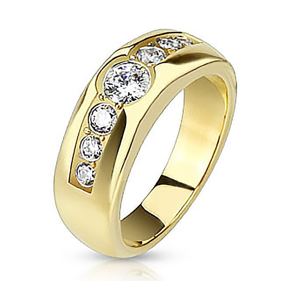 Artistry - FINAL SALE Seven Beautiful Cubic Zirconias Gold IP Stainless Steel Engagement Ring