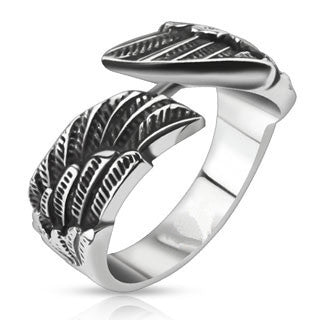 Fly - FINAL SALE Wraparound double wings black oxidized stainless steel unisex ring