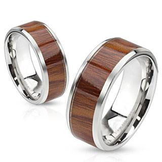Rosewood Manor - Rose wood grain inlaid stainless steel band