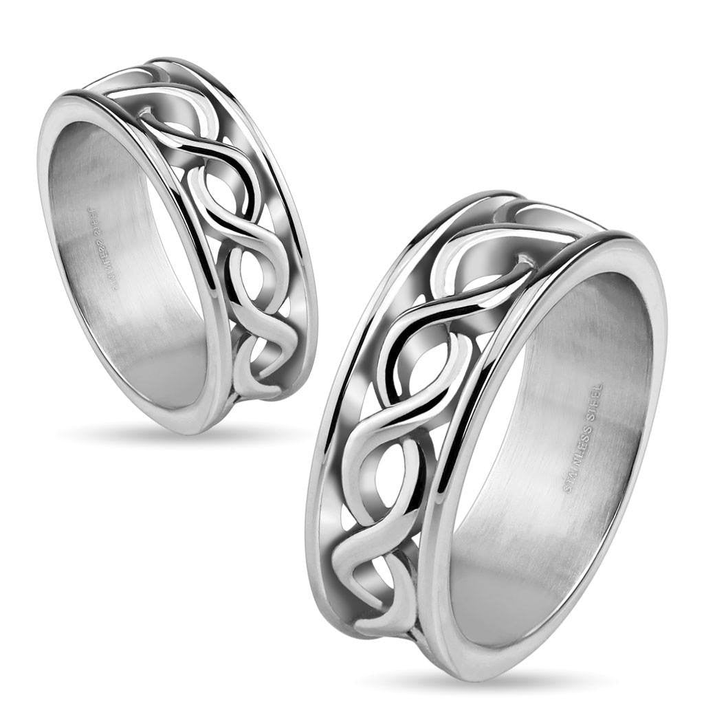 Time After Time - FINAL SALE Infinity symbol wraparound polished stainless steel ring