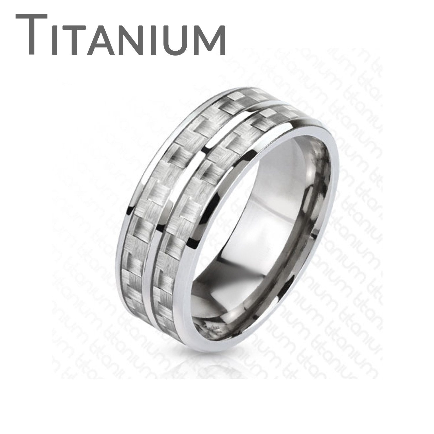 Dual White Carbon Core - FINAL SALE Men's Solid Titanium Ring With White Carbon Fiber Inlay
