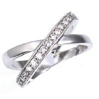 Crossover Sparkle - FINAL SALE Rhodium Plated Crossed Eternity Bands with Clear CZ Stones