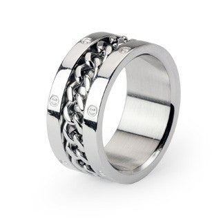 Steel Wheel - FINAL SALE Modern Industrial Design Chained Around The Center Stainless Steel Ring