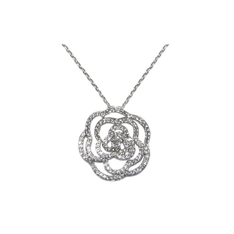 Radiant Rose - Clear CZ Rose Pendant