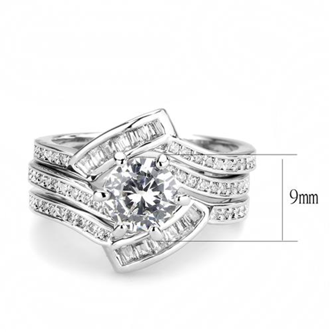 Renée - Women's Art Deco Stacking AAA Grade Clear CZ Stainless Steel Ring Set