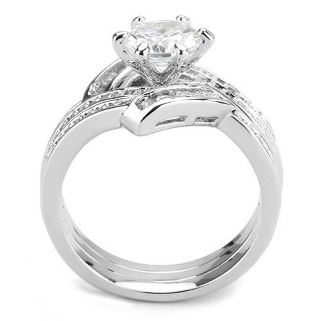 Renée - Women's Art Deco Stacking AAA Grade Clear CZ Stainless Steel Ring Set